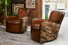American made Custom Cowhide & Leather Swivel Chairs - Blue Mountain Brands USA Home Decor