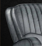 Grey sauvage accent chair with custom channel stitched back detail - custom made in the USA - Blue Mountain Brands USA Luxury Home Furnishings & Decor