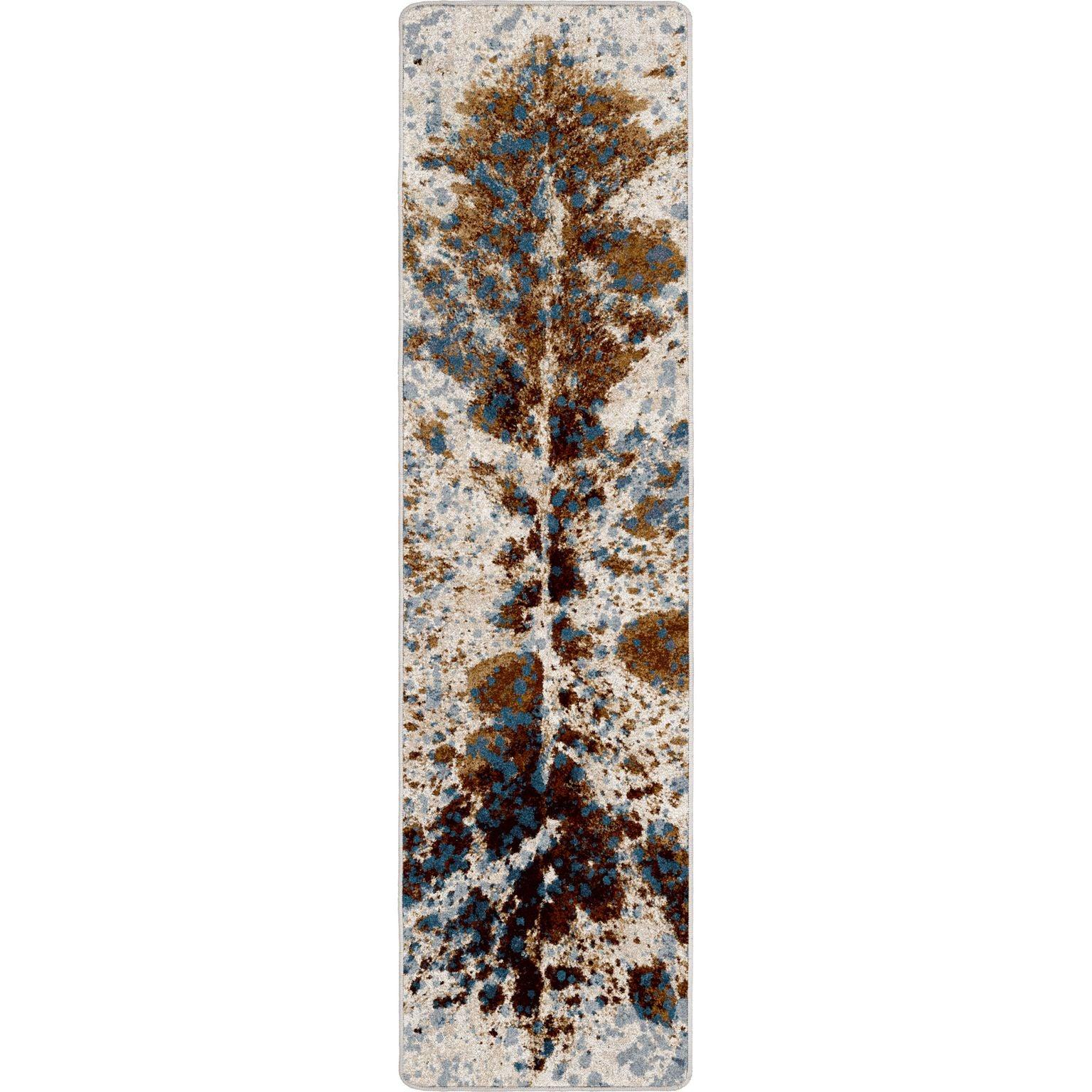 Longhorn Denim Splatter Western Floor Runner - American Made Carpets - Your Western Decor