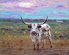 Canvas art of Longhorn "Pearl" in field, art by Sherri Alexander - Blue Mountain Brands USA