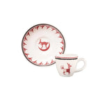 Mimbreno espresso cup and saucer set in maroon and white - Blue Mountain Brands USA