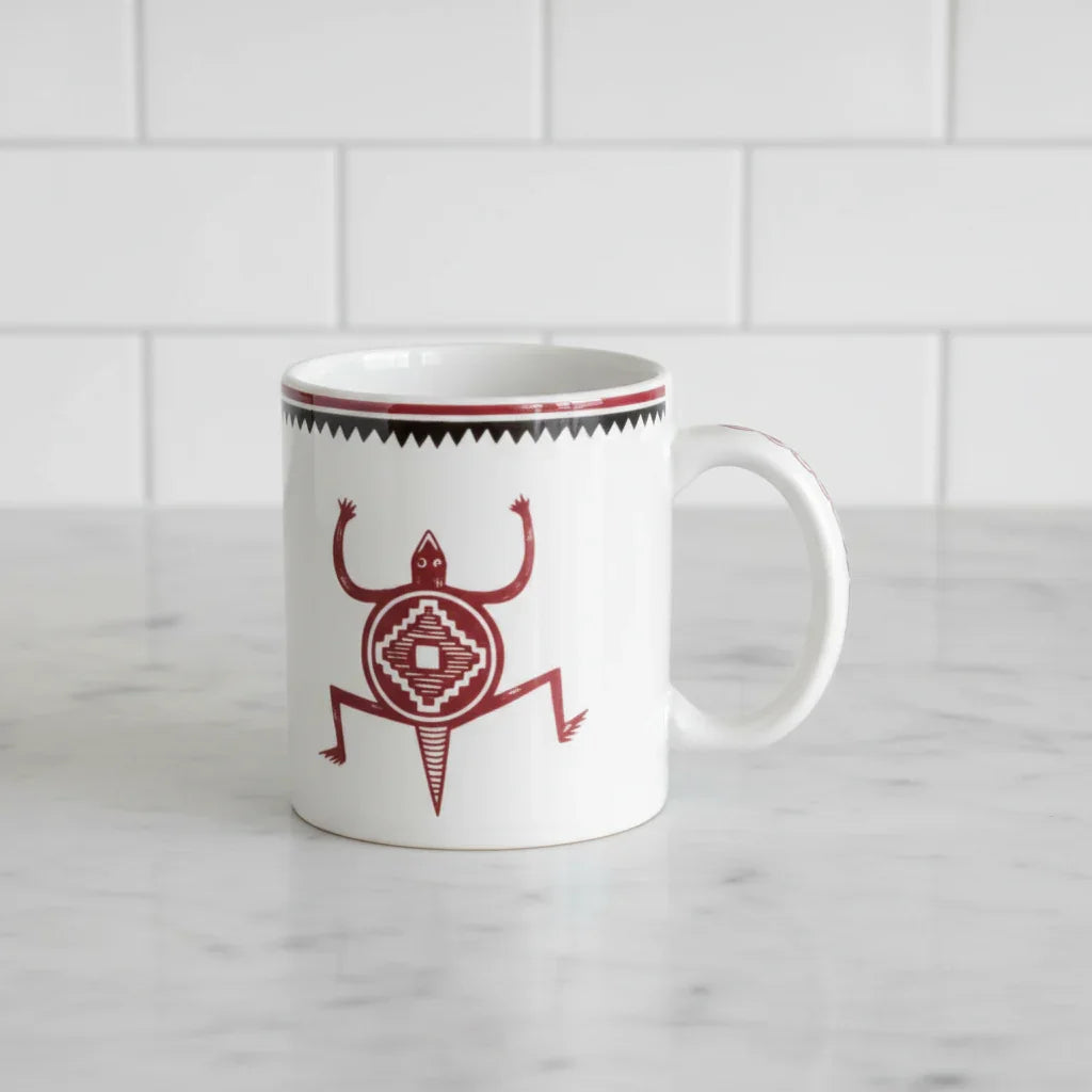 Aztec Mimbreno white, black, red Lizard mug - Blue Mountain Brands USA
