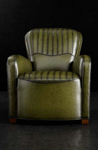 Olive Green Leather Channeled Accent Chair custom made in the USA - Blue Mountain Brands USA Luxury Home Furnishings & Decor