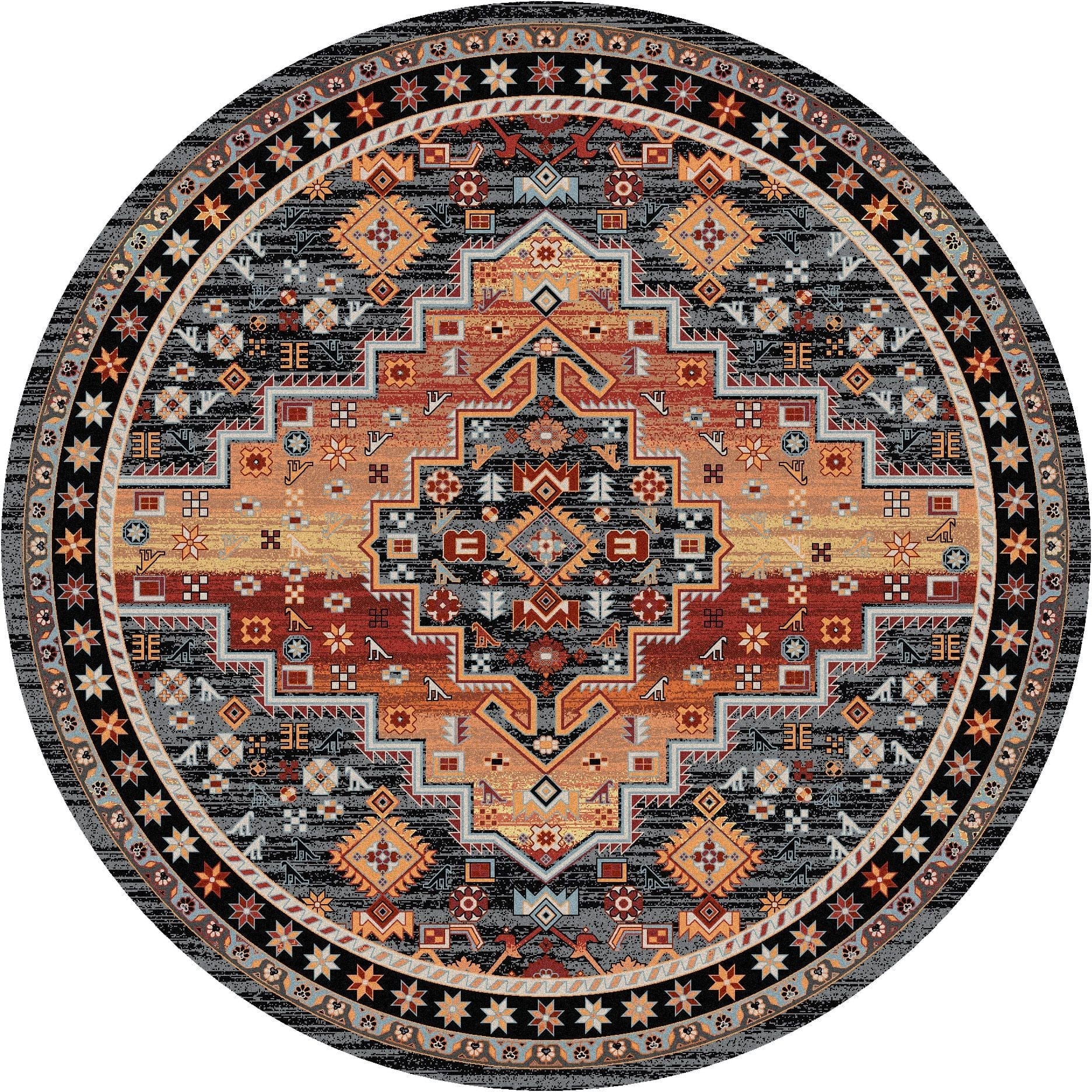 Persian Version 8' Round Area Rug - Made in the USA - Your Western Decor , LLC 