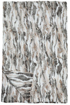 Himalayan faux fur throw blanket 60x72 in white, taupe, and grey tones with plush textured surface and microsuede backing, reversible soft blanket for rustic lodge decor