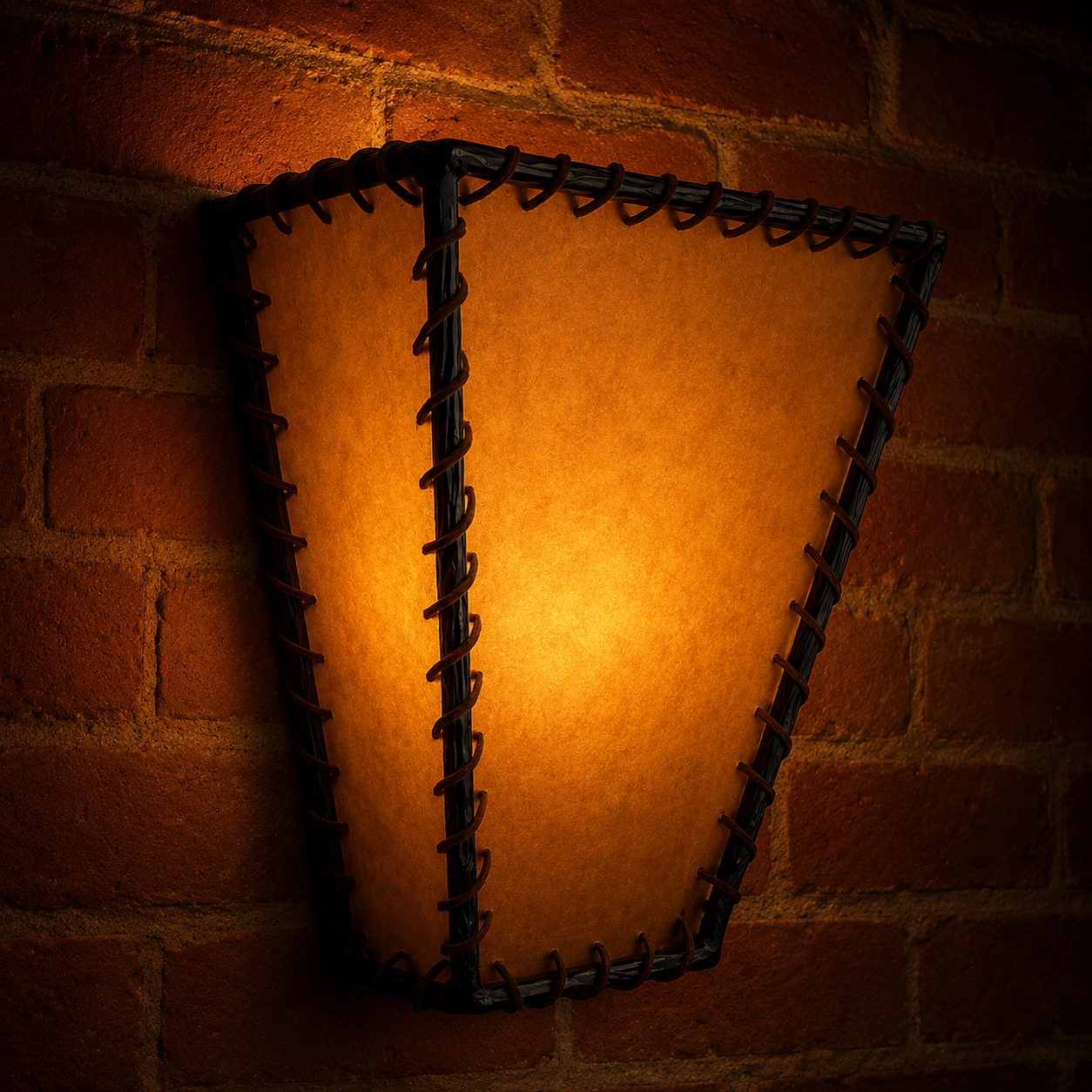 Southwestern rawhide wall lighting fixture