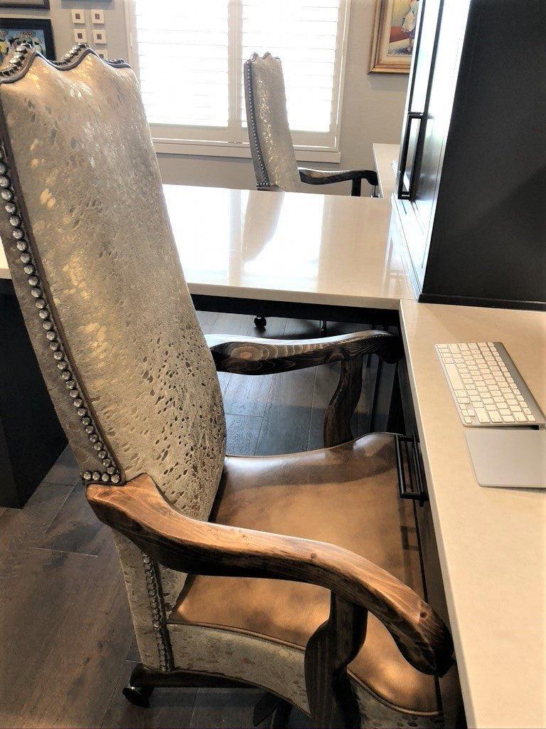 Rhinestone and metallic cowhide with leather office chair pair - Blue Mountain Brands USA