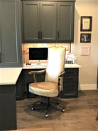 Metallic gold cowhide and leather office chair with rhinestone trim - American made office chairs by Blue Mountain Brands USA