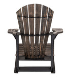 Wooden Adirondack chair with a dark brown finish on a white background