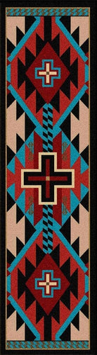 Rustic Cross Southwest Floor Runner - Blue- Made in the USA - Your Western Decor