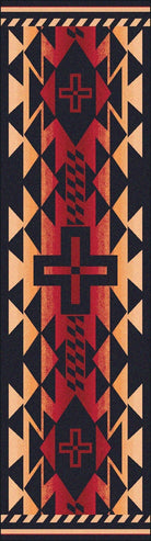 Rustic Cross Southwest Floor Runner Burnt Red - Made in the USA - Your Western Decor