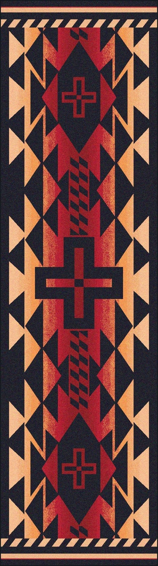 Rustic Cross Southwest Floor Runner Burnt Red - Made in the USA - Your Western Decor
