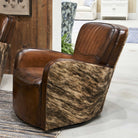 American made Custom Cowhide & Leather Swivel Chair - Blue Mountain Brands USA Home Decor