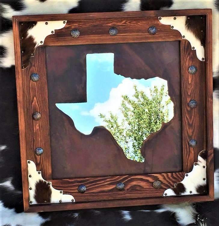 Steel State Western Mirror w/ Wood Frame - Your Western Decor, LLC