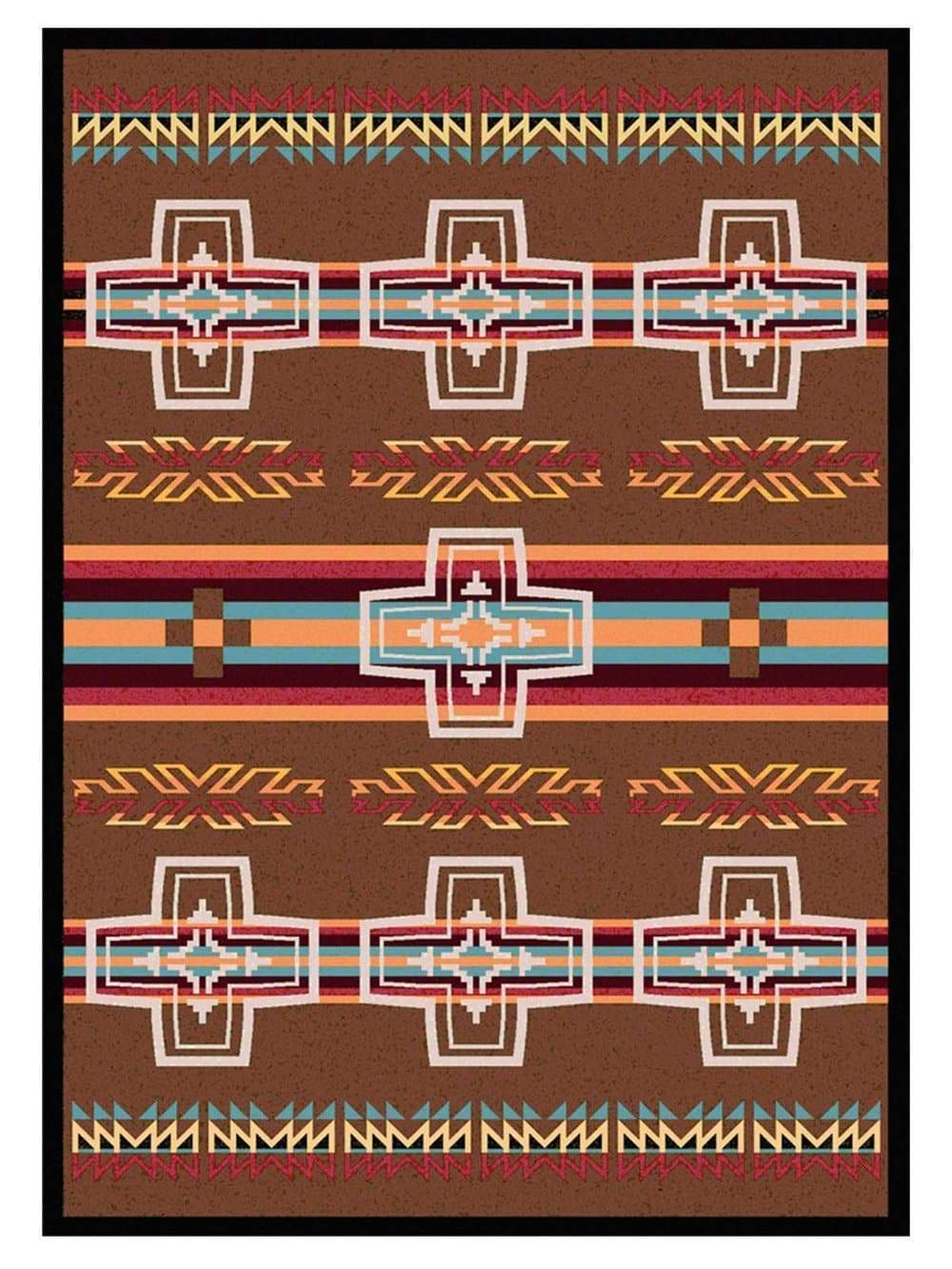 Sunset Canyon Southwestern Area Rug in browns, turquoise, salmon, red - Blue Mountain Brands USA