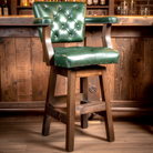 Tanner forest green leather tufted bar stool - Your Western Decor
