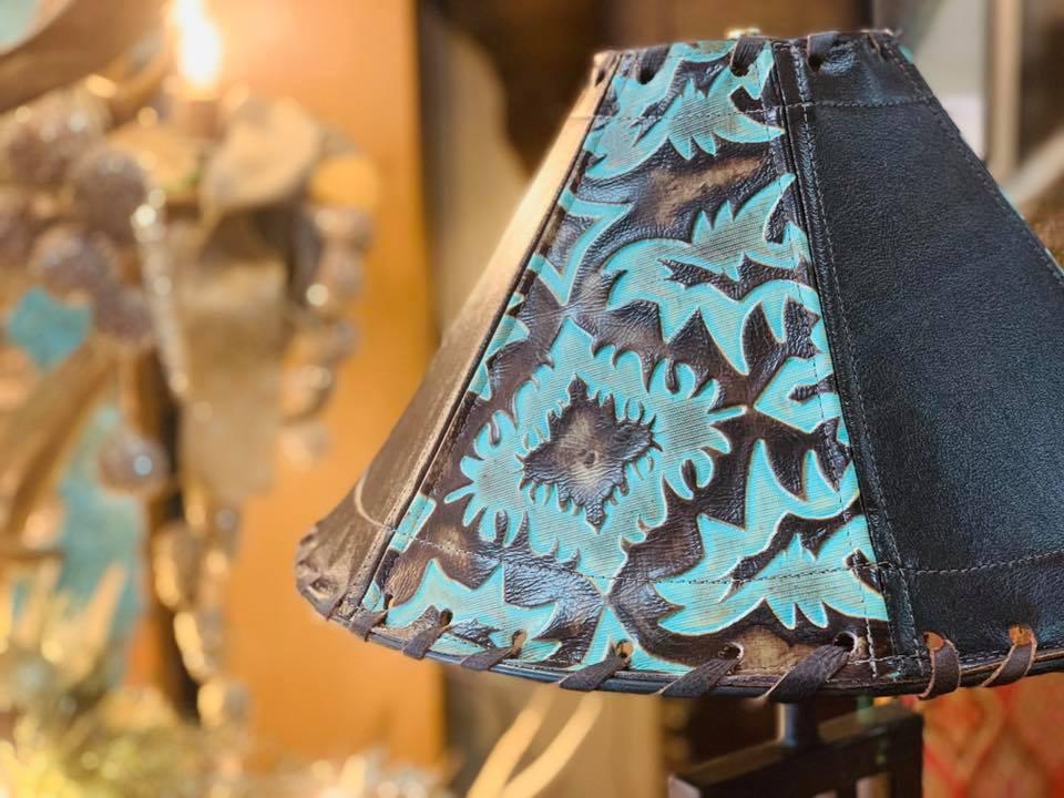 Your Western Decor Terrant Leather Lamp Shade - Thumbnail 4
