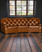 Luxury Santa Fe Tufted Leather Sofa, American made 