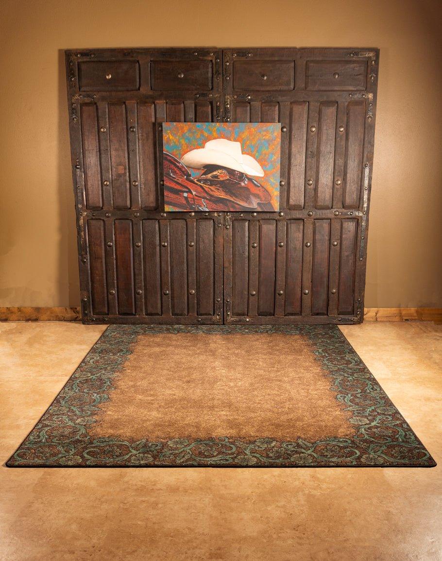 Tooled Floral Western Area Rug - American made rugs - Blue Mountain Brands USA Home Decor