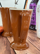 Tapered Twin Peaks coffee mugs in terra cotta with white inside - Your Western Decor