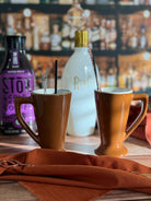 Tapered Twin Peaks coffee mugs in terra cotta with white inside - Your Western Decor