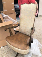 Delivery  of custom upholstered Gold Acid Wash Cowhide Office Chairs - Blue Mountain Brands USA