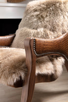 American made Auckland Fur & Croc Leather Chair detail - Blue Mountain Brands USA