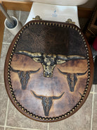 Handmade, custom made, American made Longhorn & Leather Deco Toilet Seat - Your Western Decor