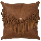 American made Whiskey Fringed Leather Pillow - Luxurious Western Decor Accent - Blue Mountain Brands USA
