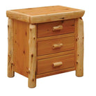 Extra wide American made 3 drawer cedar log nightstand - Your Western Decor
