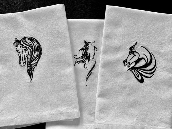 Elegant Equine Embroidered Napkins