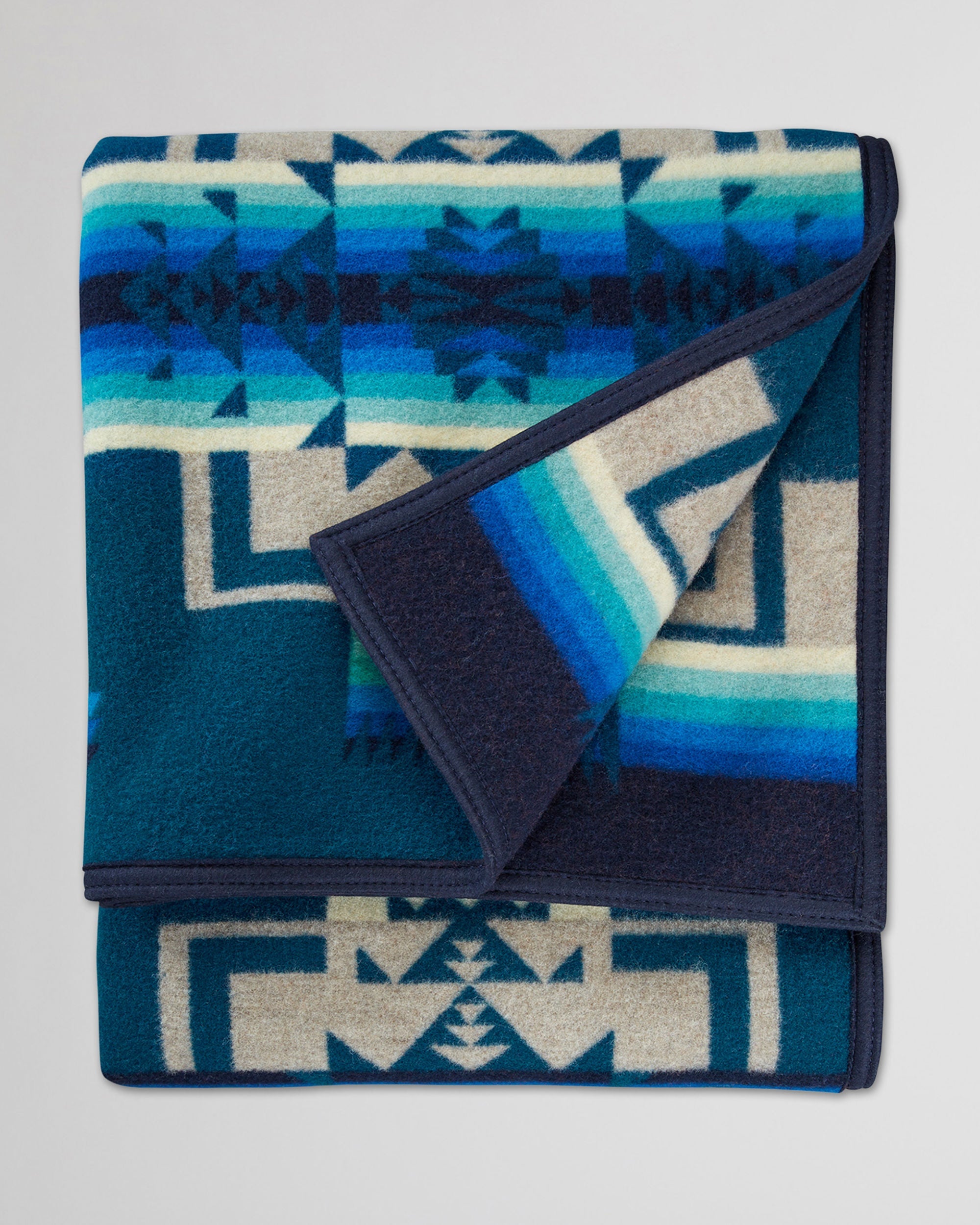 Pendleton Chief Joseph Blanket aegean  folded - Blue Mountain Brands USA