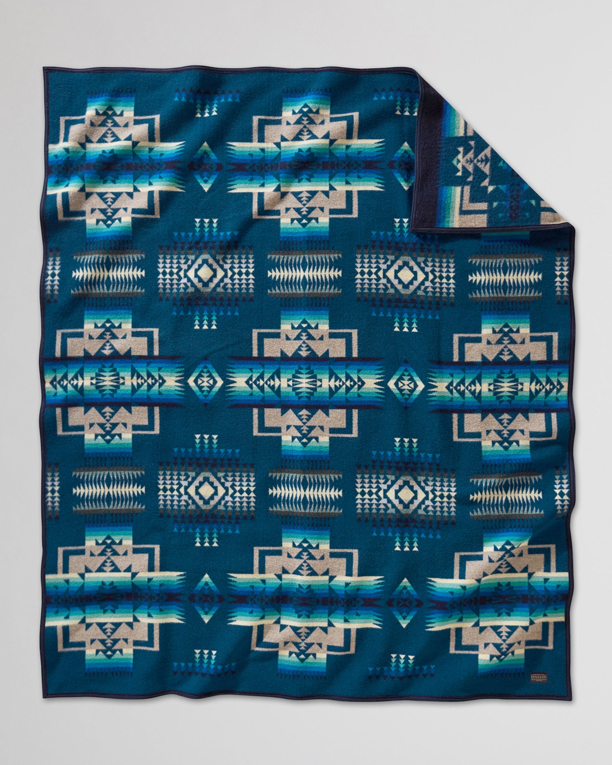Pendleton Chief Joseph Blanket aegean front - Blue Mountain Brands USA