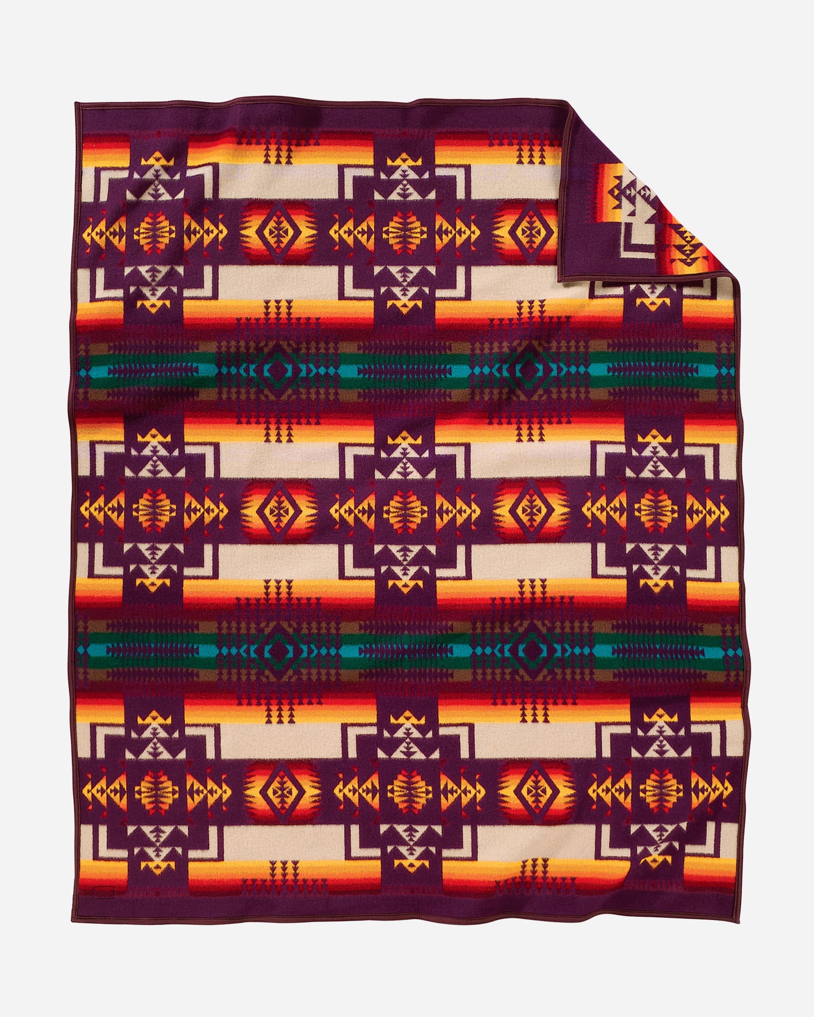 Pendleton Chief Joseph Blanket maroon back - Blue Mountain Brands USA