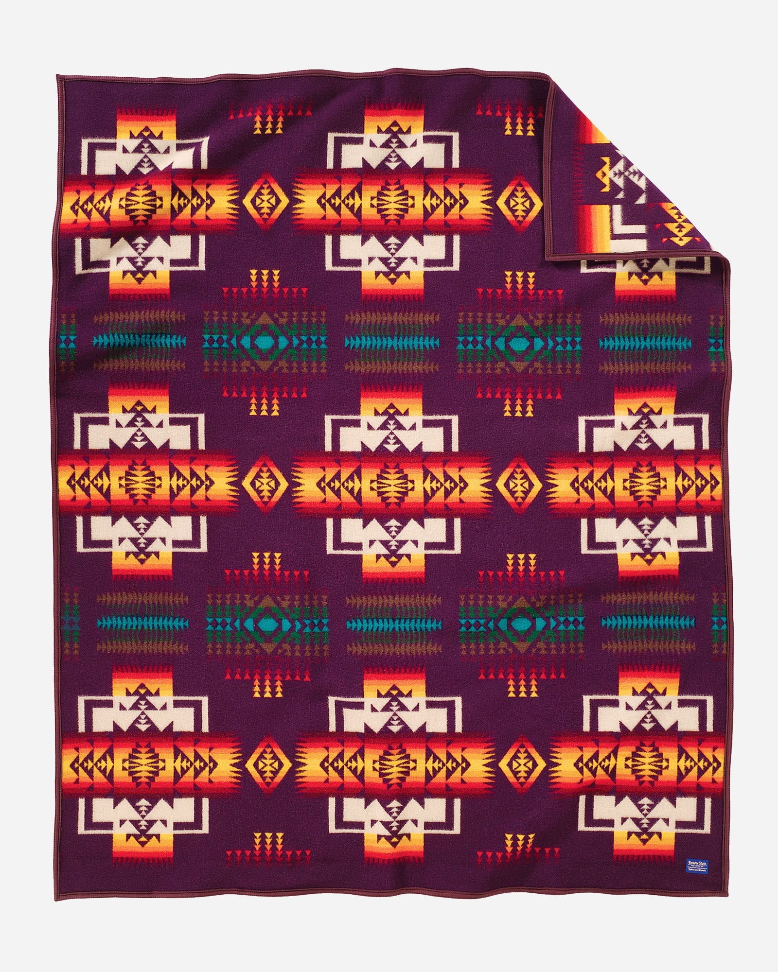 Pendleton Chief Joseph Blanket maroon front - Blue Mountain Brands USA
