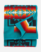 Pendleton Chief Joseph Blanket turquoise folded - Blue Mountain Brands USA