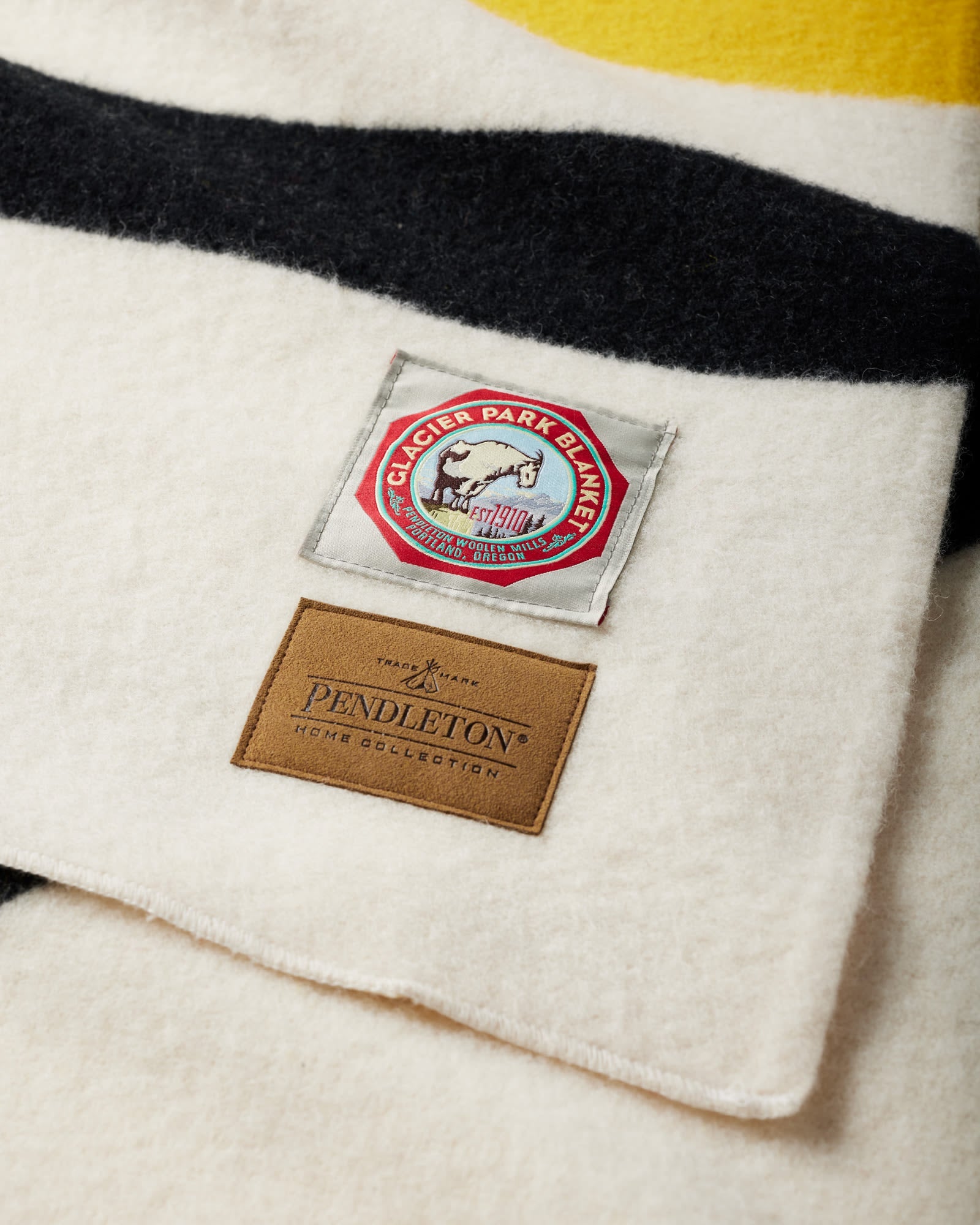 Glacier National Park Blanket logo detail by Pendleton - Blue Mountain Brands USA