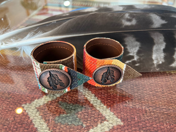 Feather and sunset serape napkin rings - handmade in Oregon - Your Western Decor