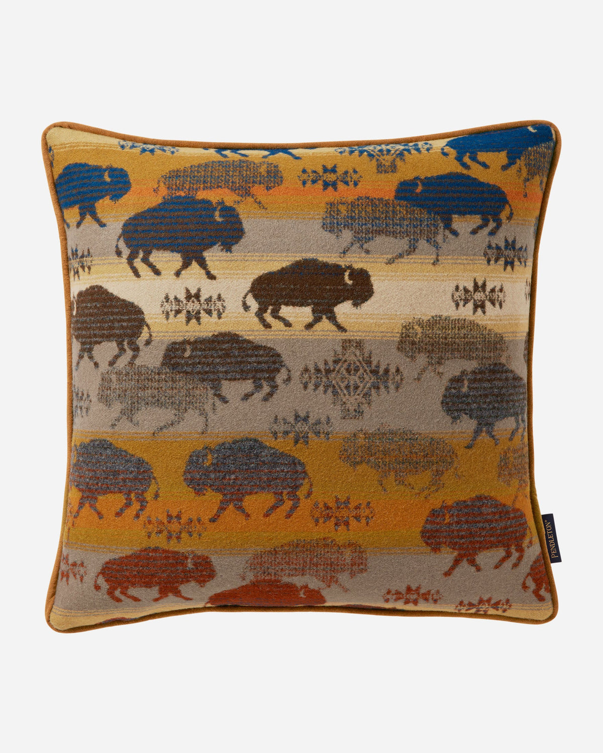 Bison Rush Hour Pendleton Throw Pillow made in Oregon, USA - Blue Mountain Brands USA Home Decor