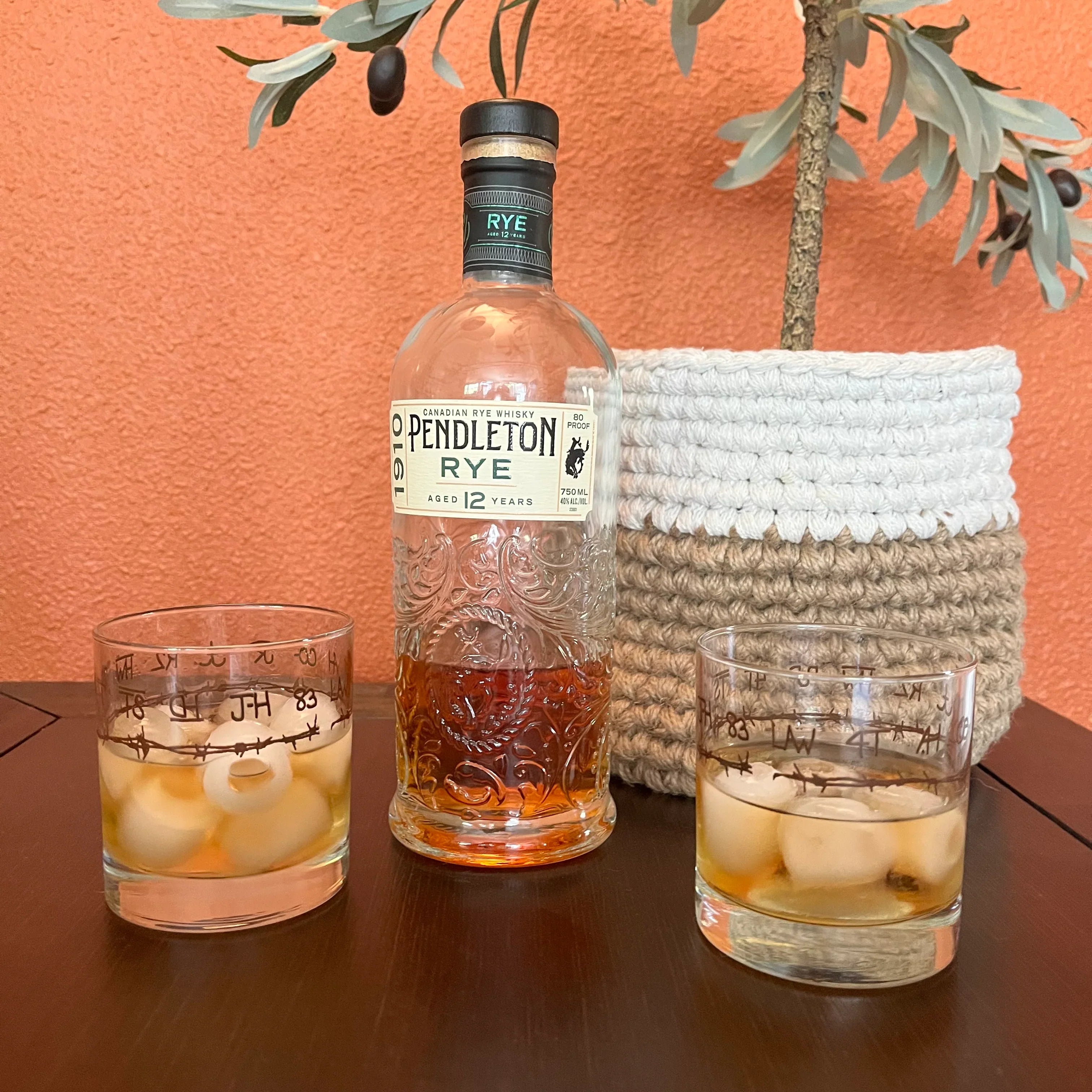 Blue Mountain Brands Whiskey Glasses with Pendleton Rye Whiskey 