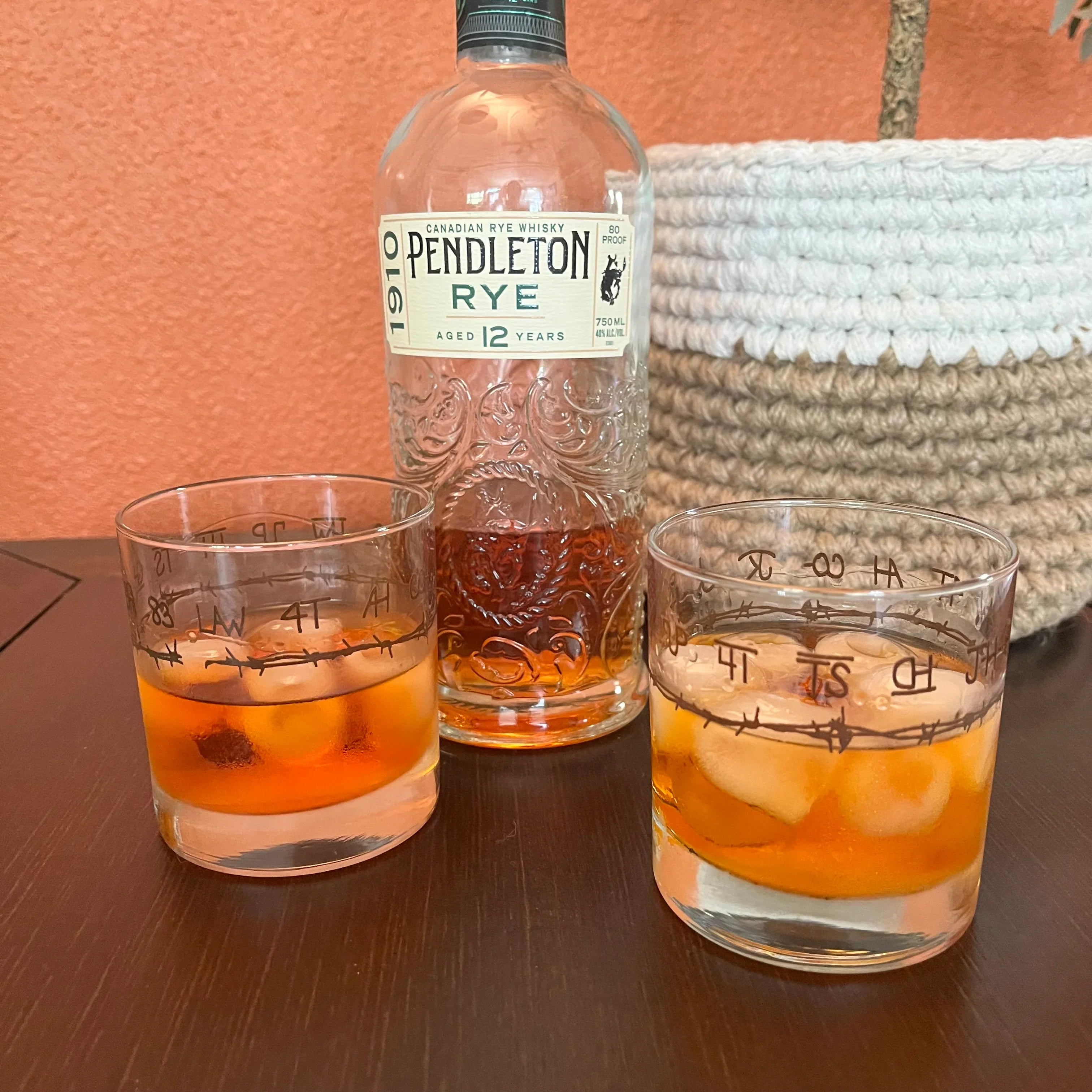 Blue Mountain Brands Rocks Glasses with Pendleton Rye Whiskey - Made in the USA 