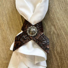 Cowboy Tool Leather Napkin Rings with longhorn concho - handmade in Oregon by Your Western Decor