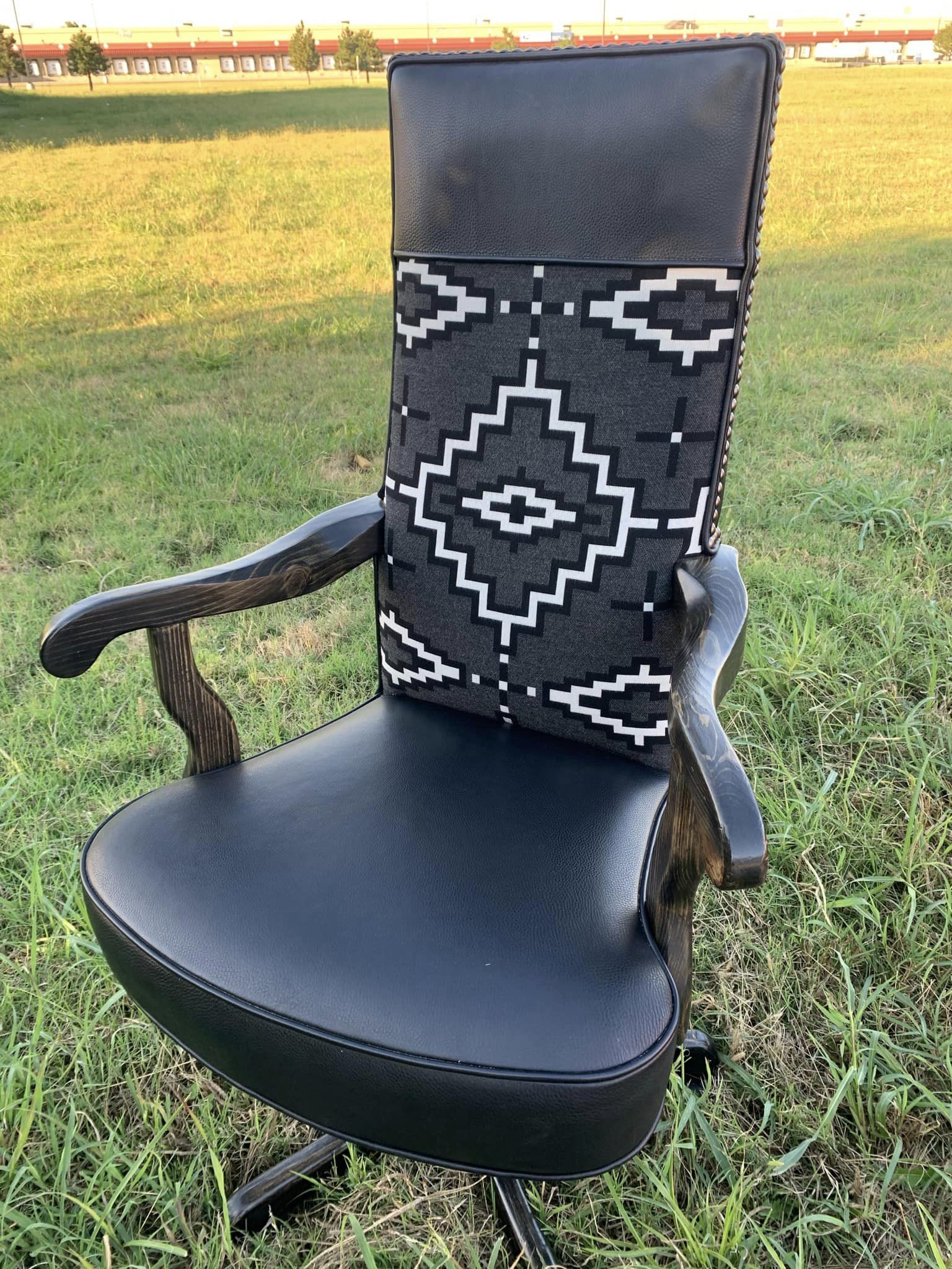 Kiva steps Pendleton Fabric and leather office chair - Blue Mountain Brands USA Home Furnishings