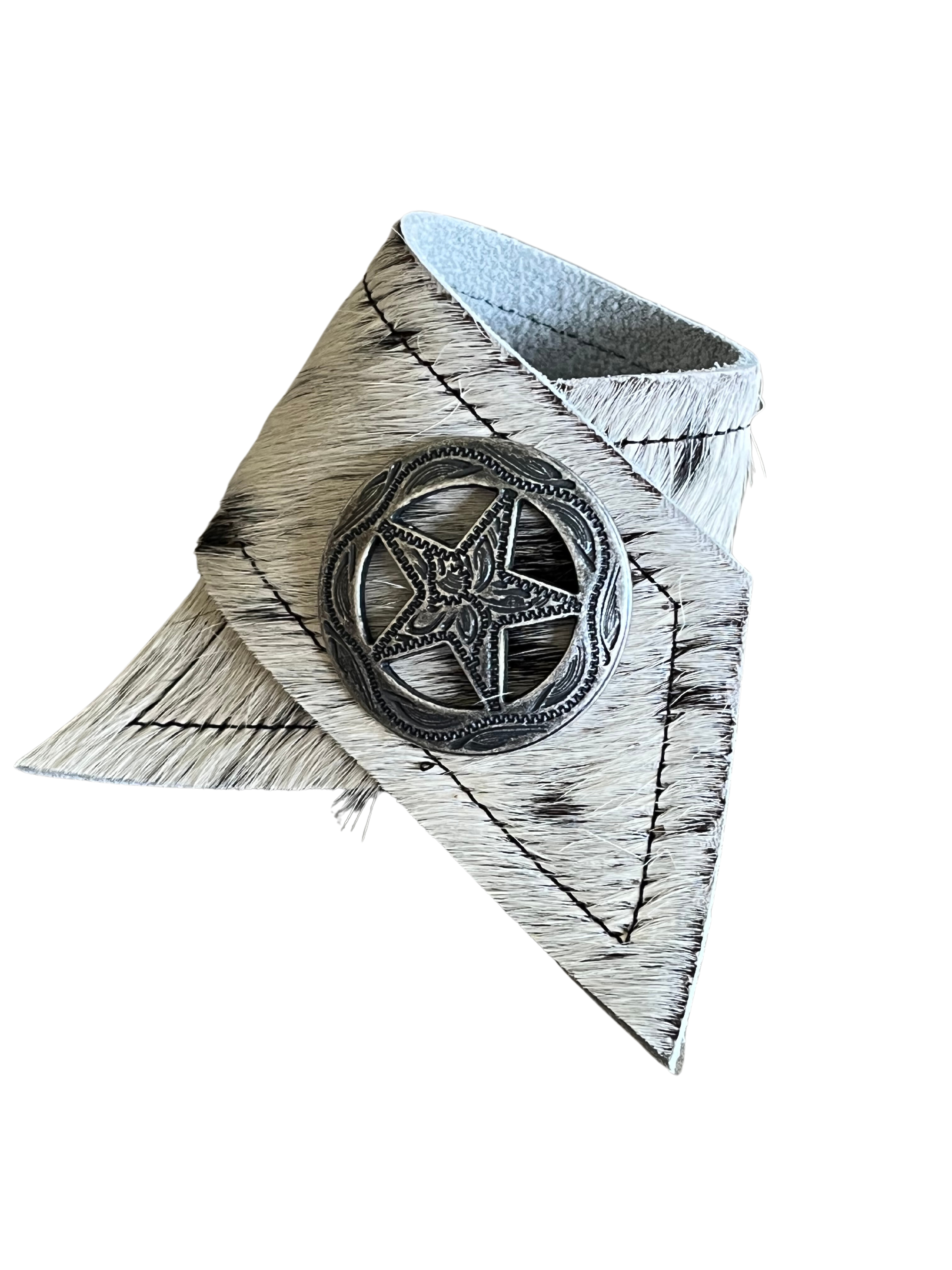Peppered Cowhide and Star Concho Napkin Ring - Handmade in Oregon at Your Western Decor