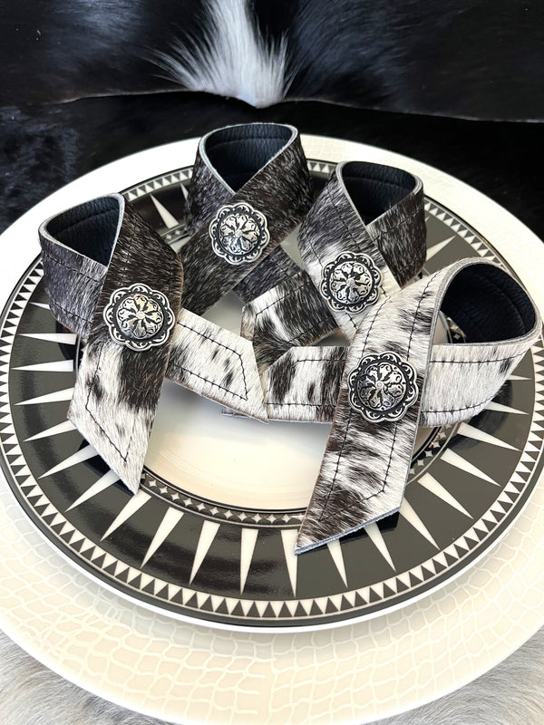 Cowhide western napkin rings handmade at Your Western Decor