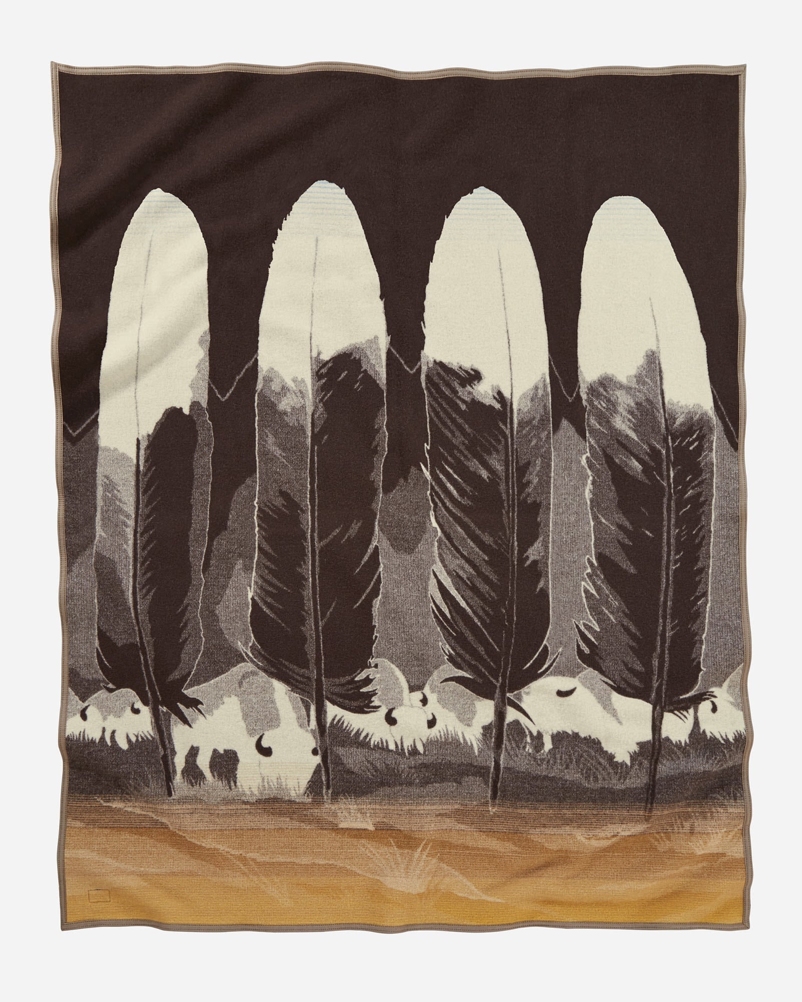 American made The Legend - In Their Element Blanket by Pendleton - Bison and Feathers Wool Blanket - Blue Mountain Brands USA