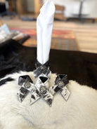 Black White Cowhide & Concho Napkin Rings made by hand at Your Western Decor